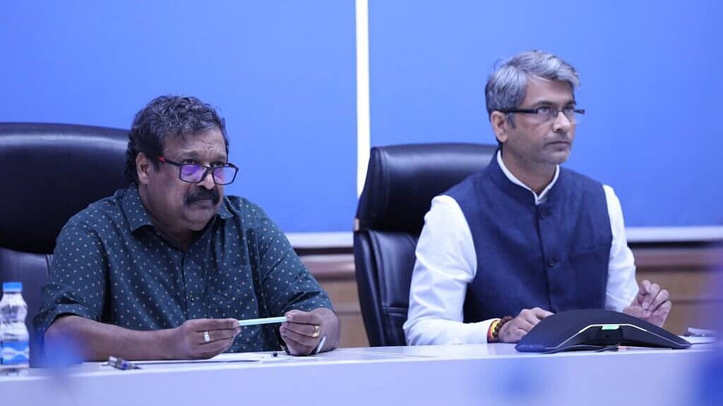 | Photo: X/Indian Football Team : File photo of AIFF President Kalyan Chaubey in an meeting with I-League club owners.